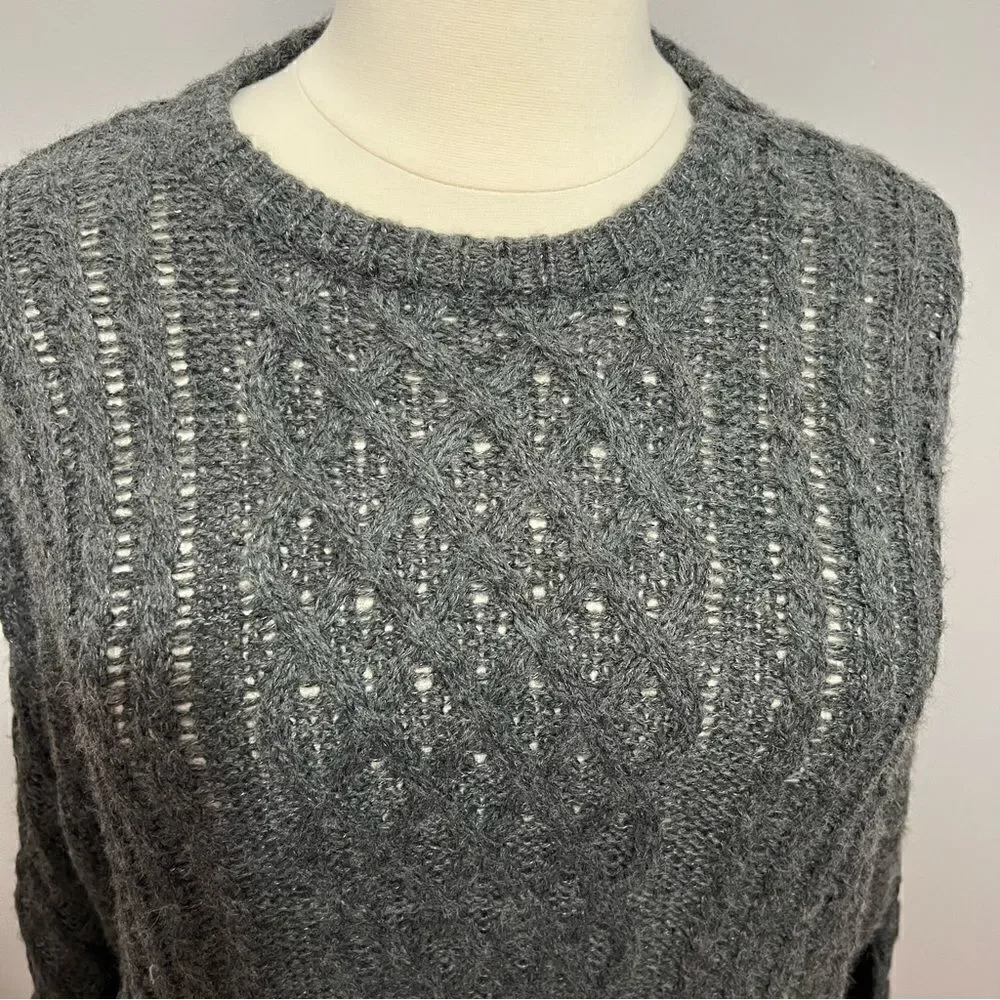 NWT Nordstrom Cali Be Charcoal Gray‎ Cable Knit Crew Neck Sweater - XL/1X